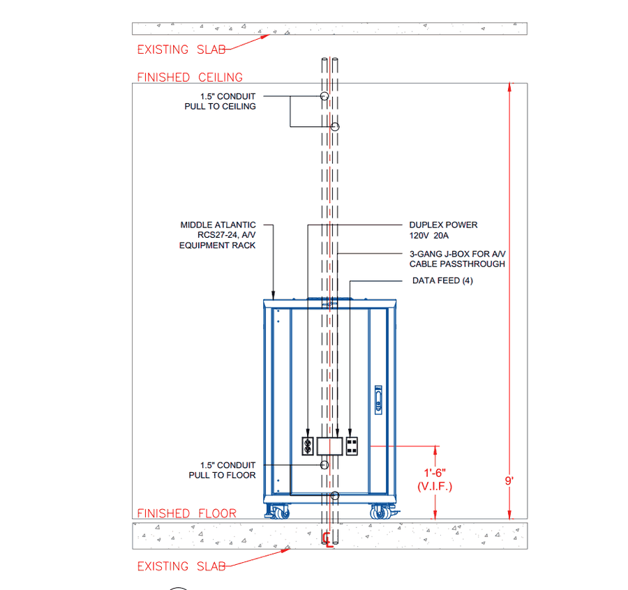 AV rack elevation drawing