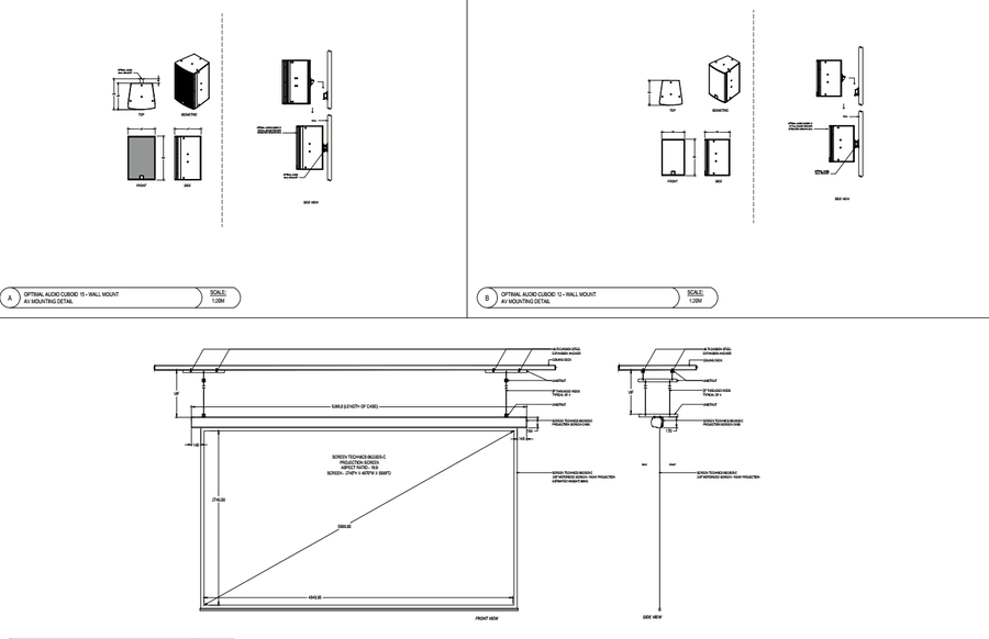 AV equipment mounting detail drawing